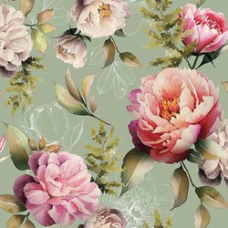 Kaffe Servietter 25x25cm, 20stk Peonies Green - Ambiente