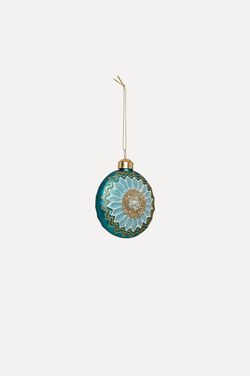 Glasskule Flat m/Glitter  Aqua - UND Norway